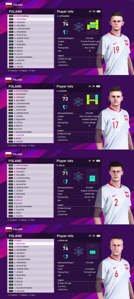 NOWE TWARZE Szymańskiego, Góralskiego, Kądziora i Bielika w grze PES 2020